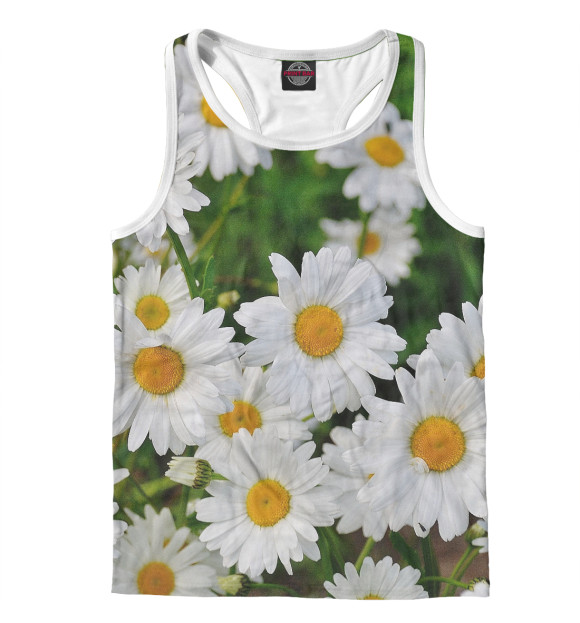 Мужская майка-борцовка с изображением Ромашки цвета Белый