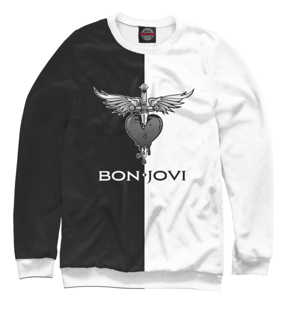 Мужской свитшот с изображением Bon Jovi цвета Белый
