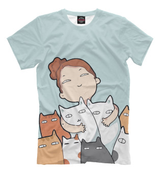 Мужская футболка Девочка с котейками