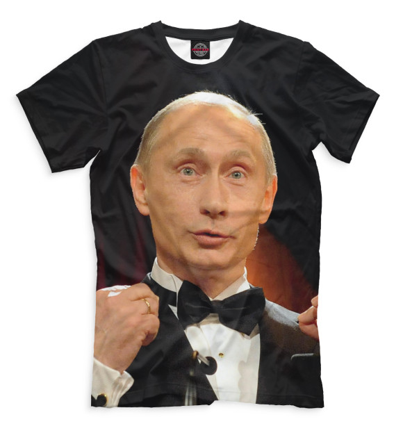 Футболка для мальчиков с изображением Путин цвета Черный