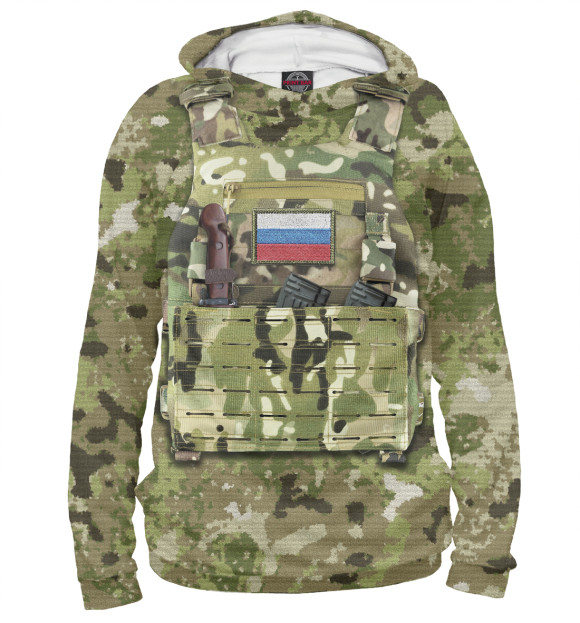 Женское худи с изображением Бронежилет цвета Белый