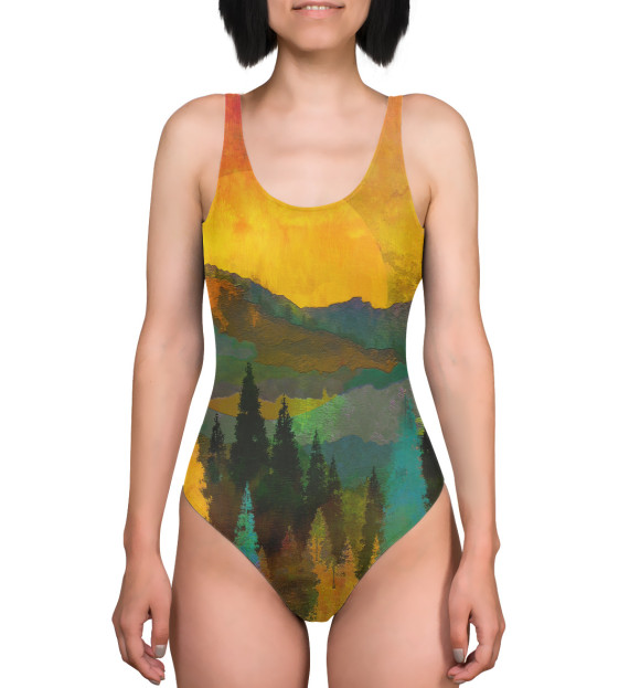 Купальник-боди с изображением Лес цвета 