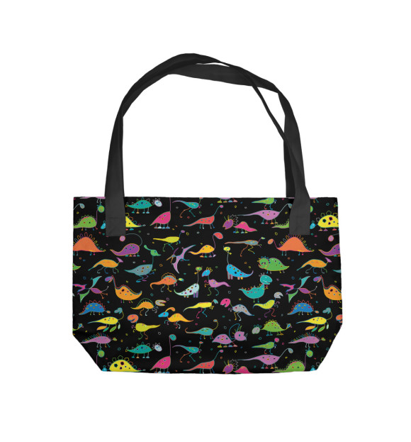 Пляжная сумка с изображением Светящиеся динозавры цвета 