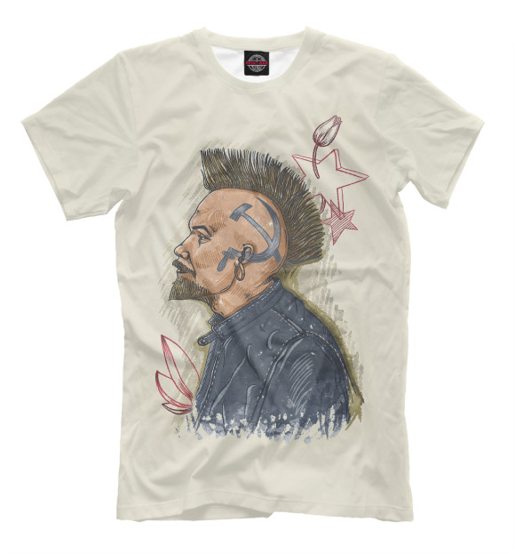 Мужская футболка с изображением Lenin the Punk цвета Бежевый