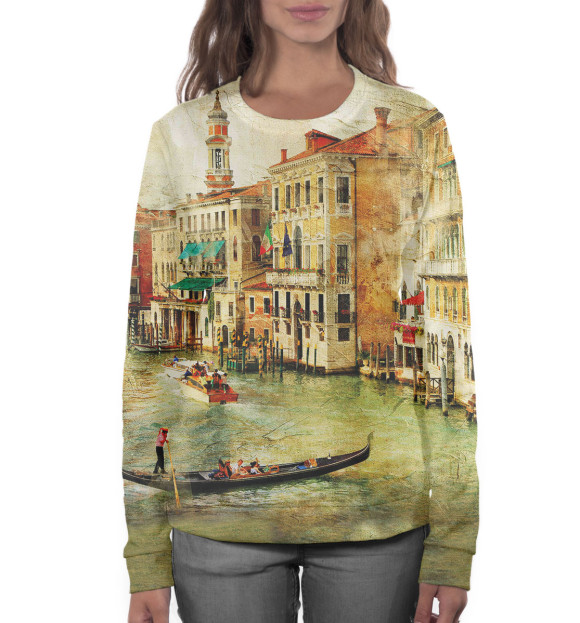 Женский свитшот с изображением Венеция цвета Белый