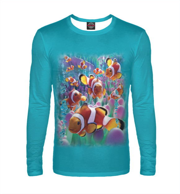 Мужской лонгслив с изображением Рыбки цвета Белый