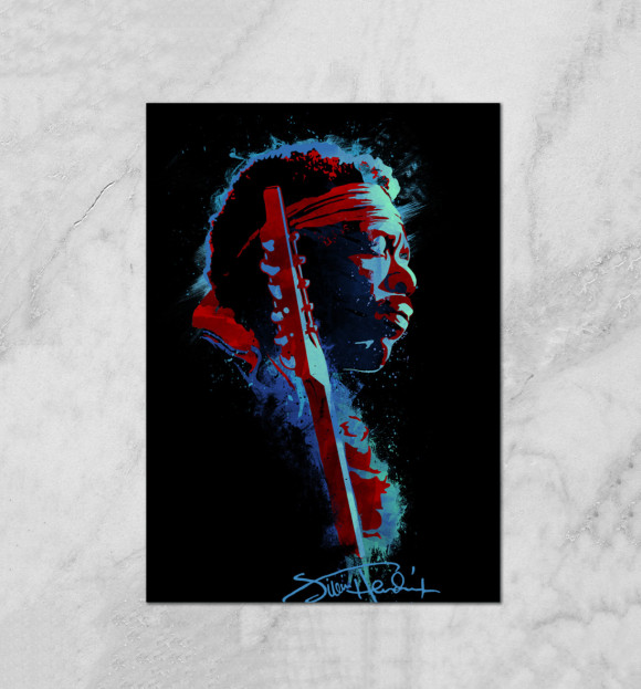 Плакат с изображением Jimi Hendrix цвета Белый