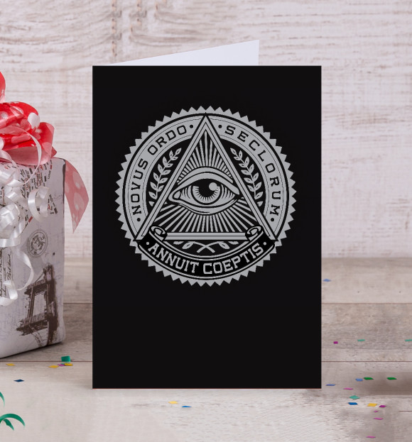 Открытка с изображением Illuminati цвета Белый