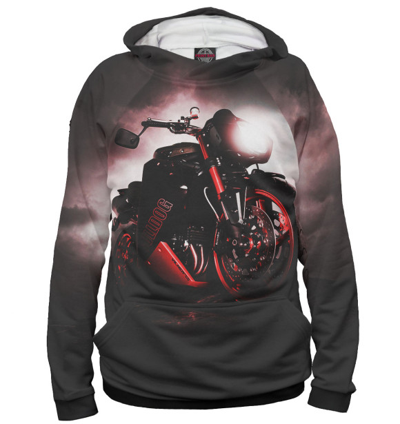 Мужское худи с изображением Мотоцикл цвета Белый