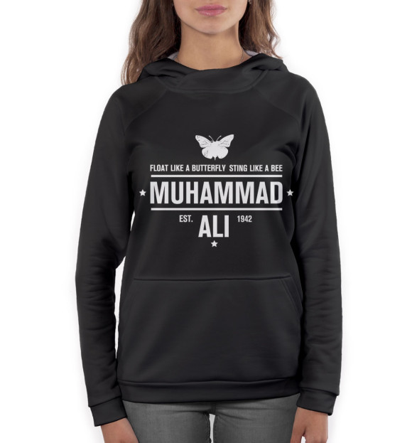 Женское худи с изображением Мухаммед Али цвета Белый
