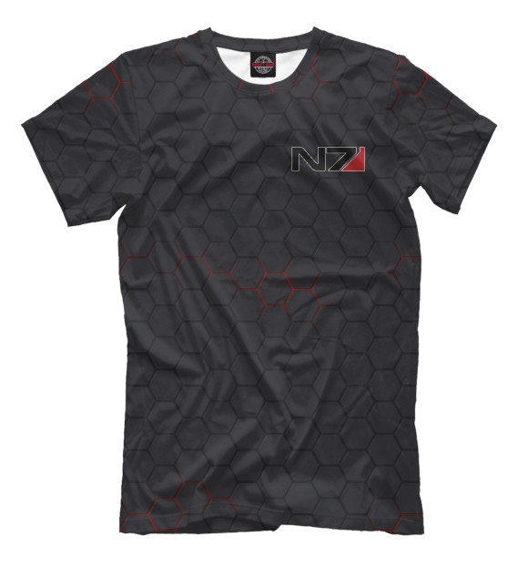 Мужская футболка с изображением N7 - Mass Effect цвета Черный