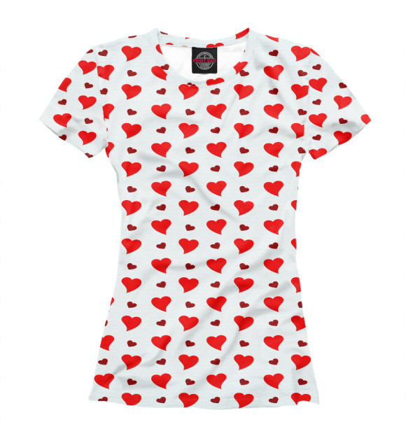 Женская футболка с изображением Сердечки цвета Белый
