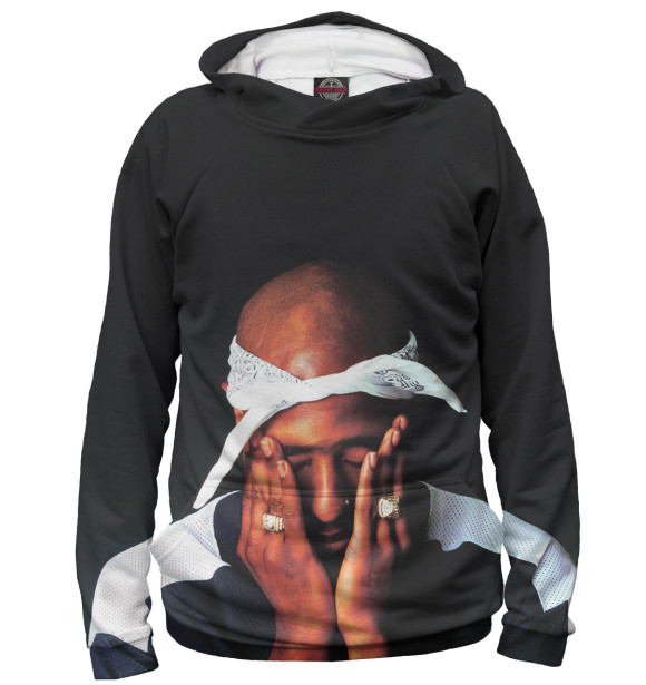 Мужское худи с изображением 2Pac цвета Белый