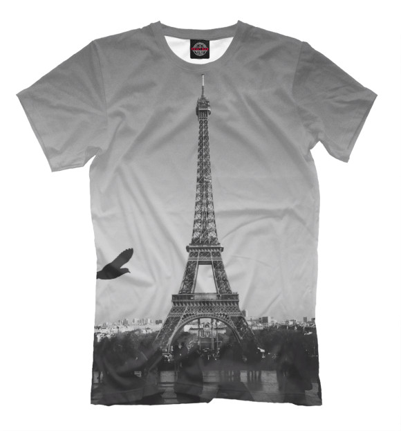 Мужская футболка с изображением Париж цвета Серый