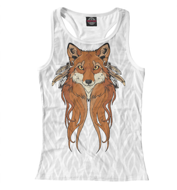 Женская майка-борцовка с изображением Лиса цвета Белый