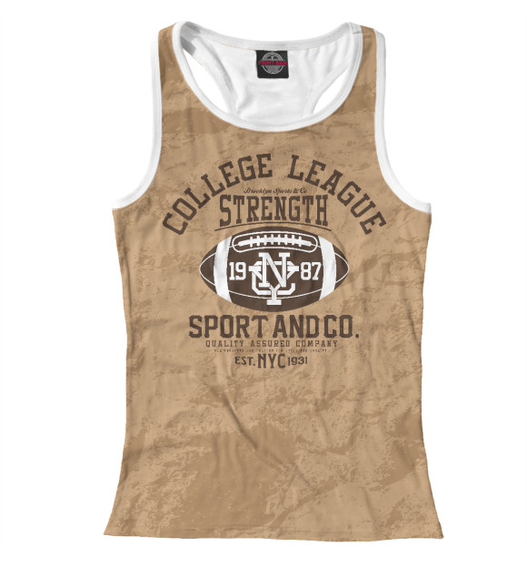 Женская майка-борцовка с изображением College sport цвета Белый