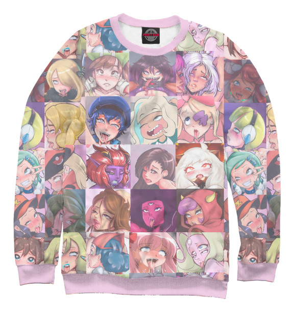 Мужской свитшот с изображением New ahegao цвета Белый