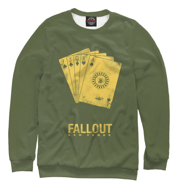 Мужской свитшот с изображением Fallout New Vegas цвета Белый