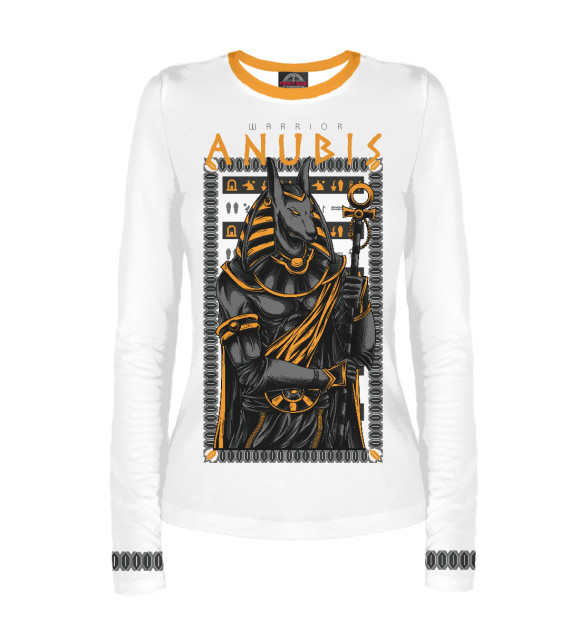 Женский лонгслив с изображением Anubis warrior цвета Белый