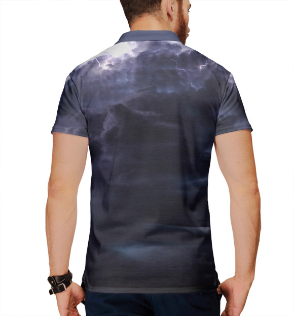 Мужское поло с изображением Гроза цвета Белый