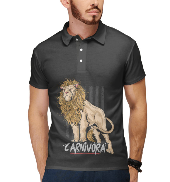 Мужское поло с изображением Хищник цвета Белый