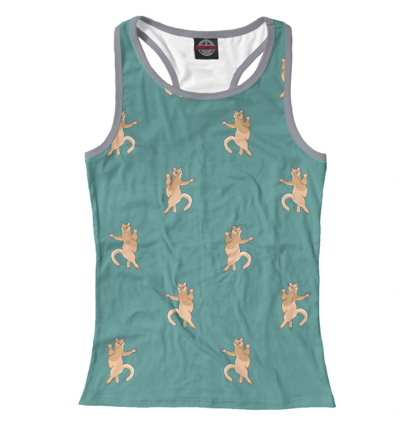 Женская майка-борцовка с изображением Танцующие Коты цвета Белый