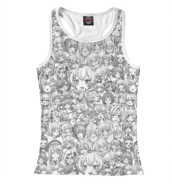 Женская майка-борцовка с изображением Ahegao (Ахегао) цвета Белый