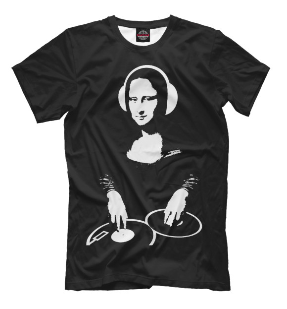 Мужская футболка с изображением Mona Lisa DJ цвета Черный