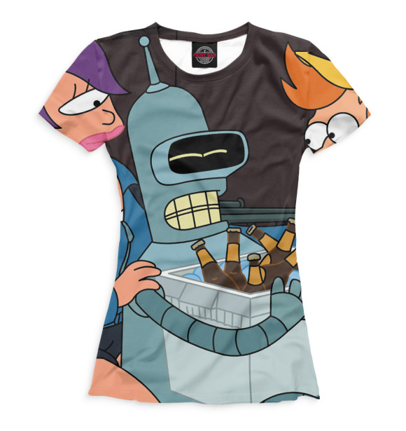 Футболка для девочек с изображением Бендер цвета Белый