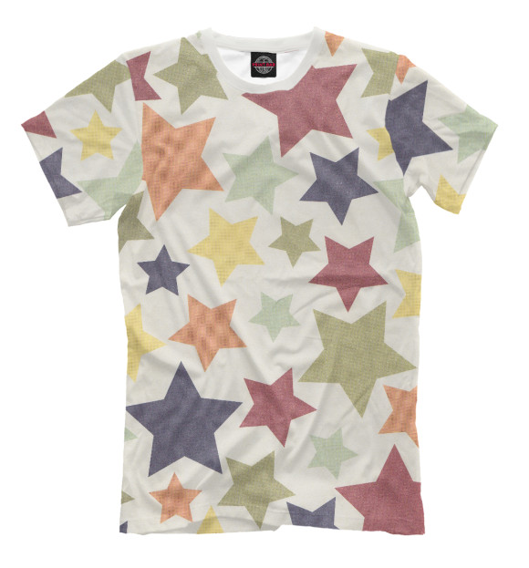 Мужская футболка с изображением Цветные звезды цвета Бежевый