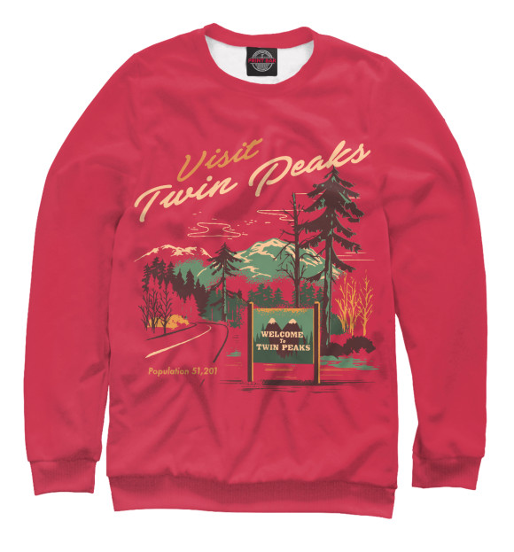 Свитшот для девочек с изображением Visit Twin Peaks цвета Белый