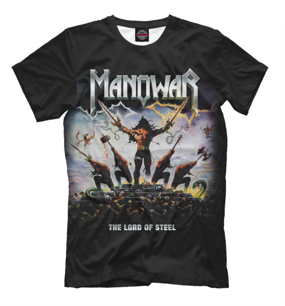 Мужская футболка с изображением Manowar цвета Черный
