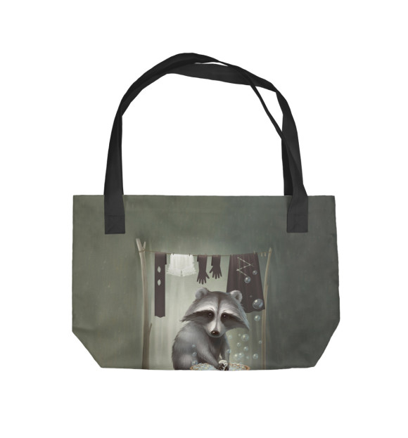 Пляжная сумка с изображением Енот домохозяйка цвета 