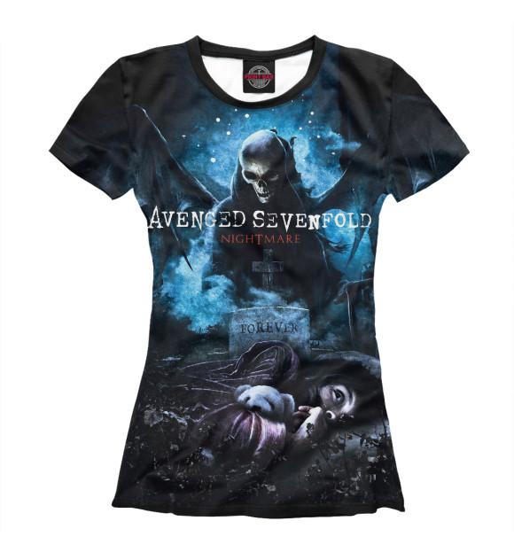 Футболка для девочек с изображением Avenged Sevenfold цвета Белый
