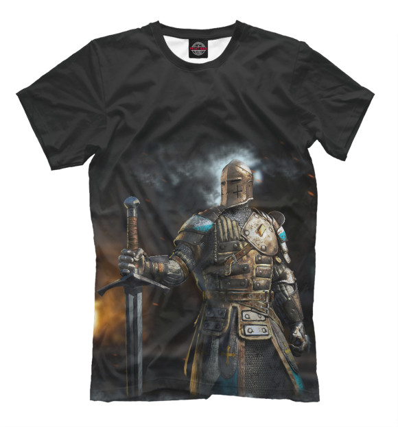 Мужская футболка с изображением честь рыцаря цвета Черный