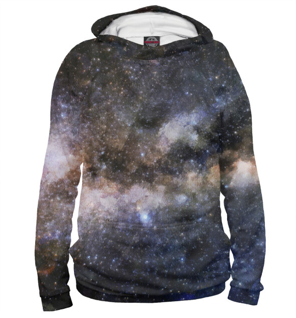 Мужское худи с изображением Звёздный космос цвета Белый