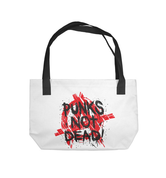Пляжная сумка с изображением Punks not Dead цвета 
