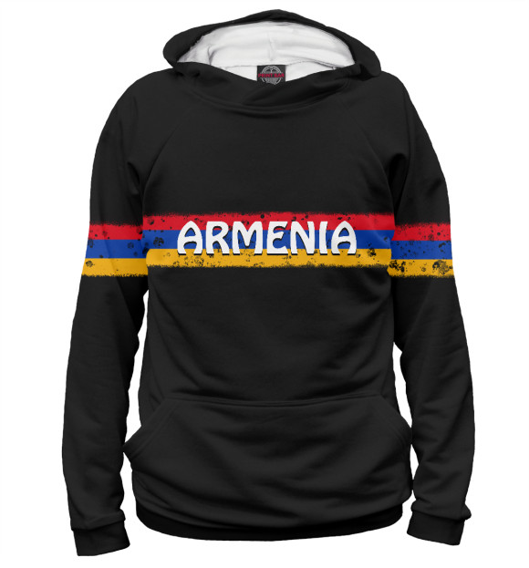 Мужское худи с изображением Флаг Армении цвета Белый