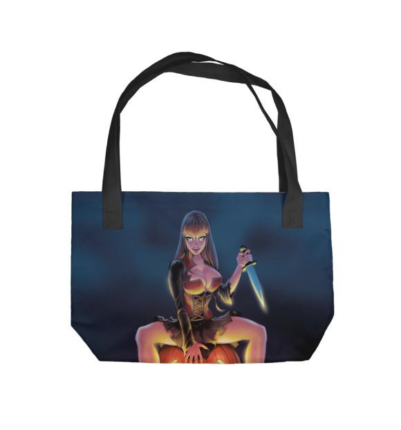 Пляжная сумка с изображением Девушка на тыкве цвета 