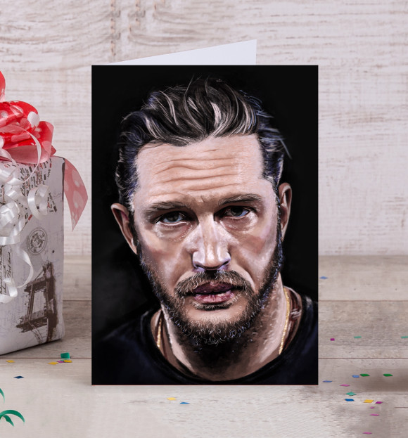 Открытка с изображением Том Харди цвета Белый