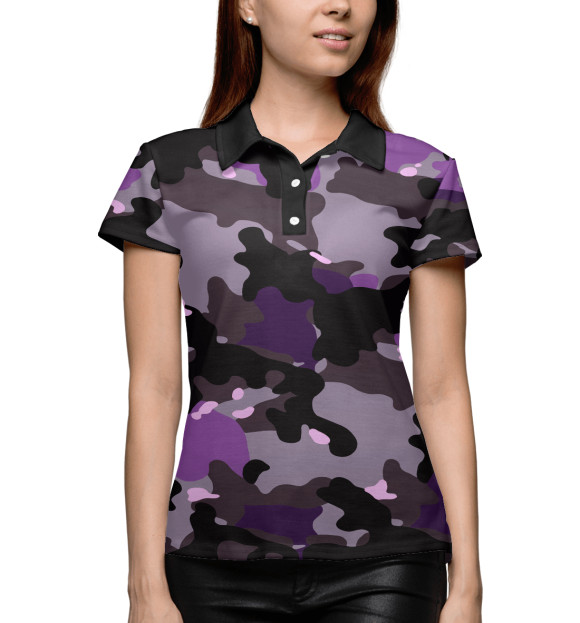 Женское поло с притом Камуфляж цвета Белый Женское поло с изображением Камуфляж цвета Белый