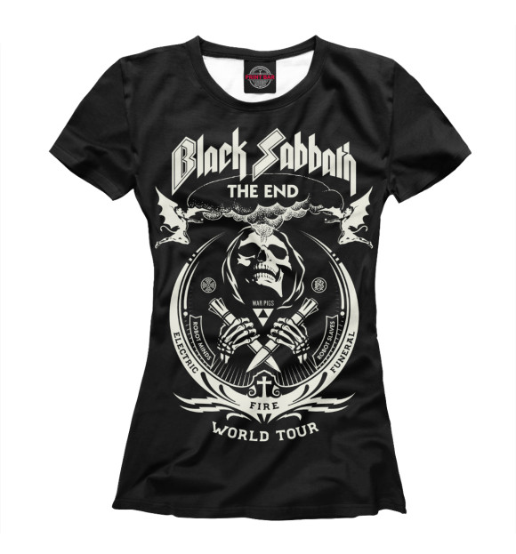 Футболка для девочек с изображением Black Sabbath цвета Белый