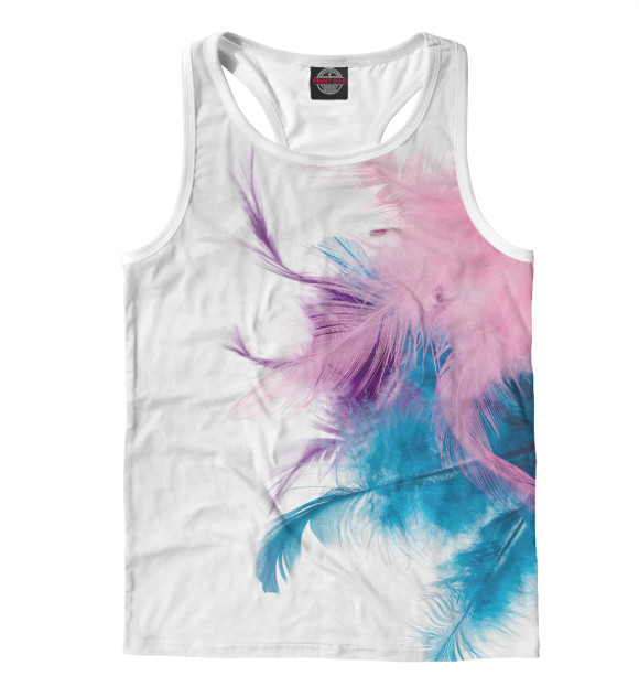 Мужская майка-борцовка с изображением Нежные перья цвета Белый