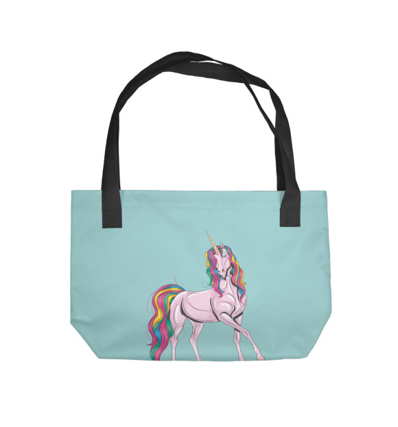 Пляжная сумка с изображением Розовый единорог цвета 