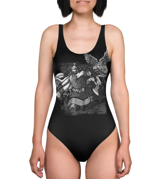 Купальник-боди с изображением Russian hero warrior цвета 