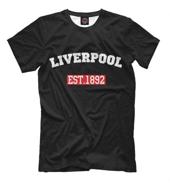 Мужская футболка с изображением FC  Liverpool Est.1892 цвета Черный