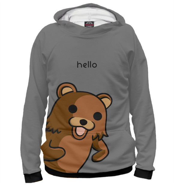 Мужское худи с изображением PedoBear цвета Белый