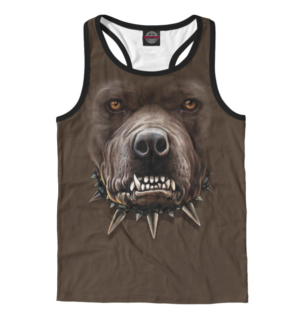 Мужская майка-борцовка с изображением Питбуль цвета Белый