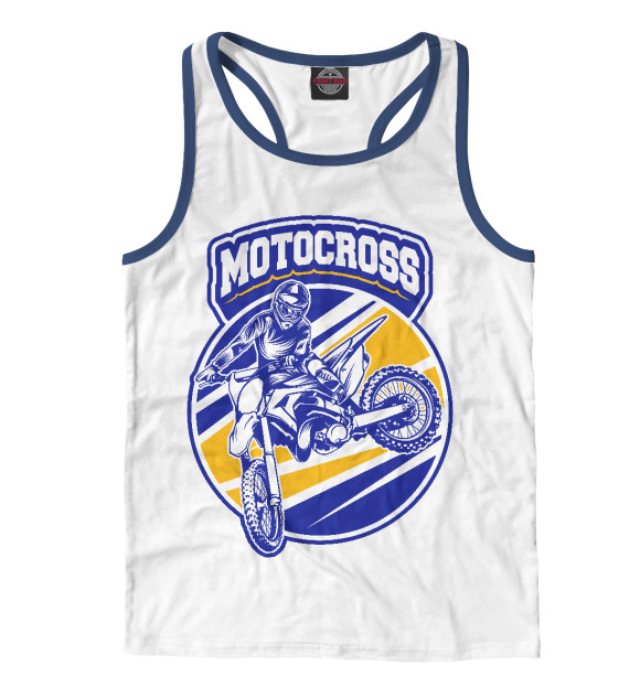 Мужская майка-борцовка с изображением Мотокросс цвета Белый