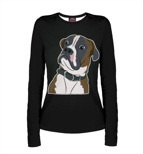 Женский лонгслив с изображением Собака цвета Белый